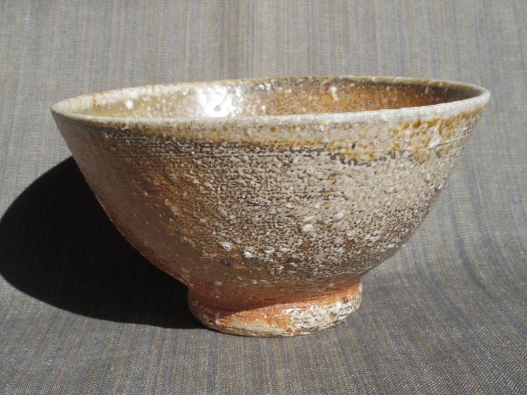 新品★稲葉米紀★焼き締め窯変茶碗《常滑》★穴窯