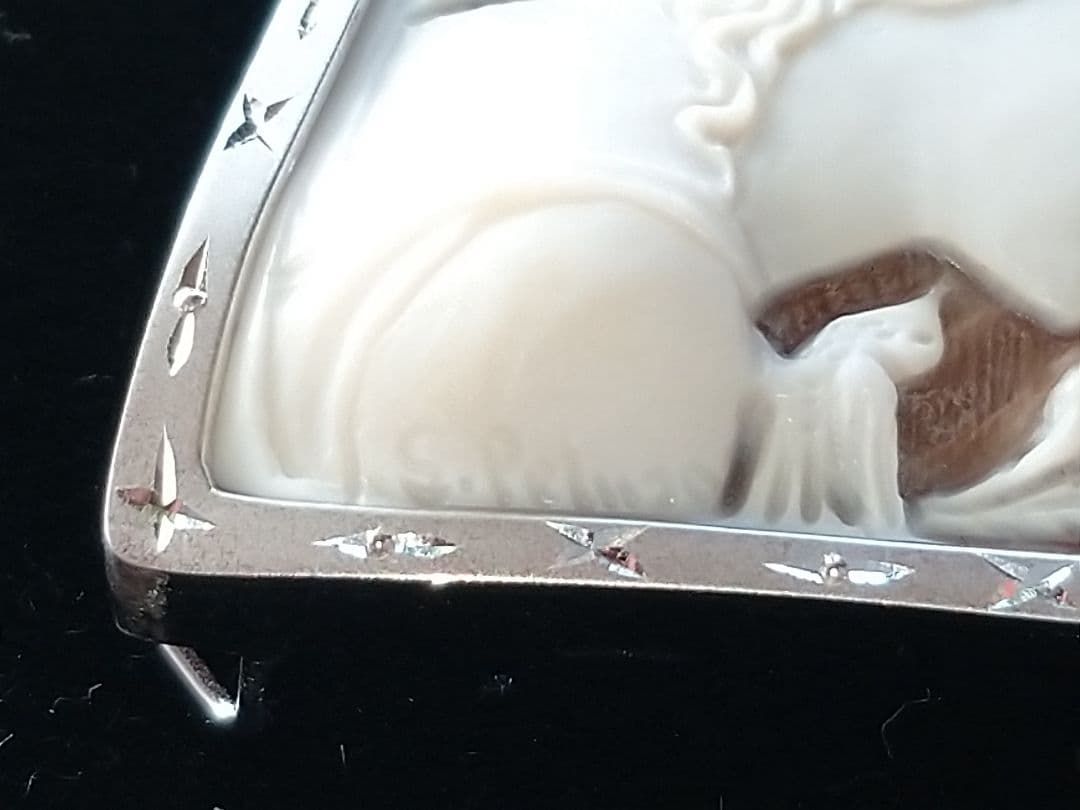 【鑑定書 説明書付き】作家 シェルカメオ K18WG ペルーソ.サルバトーレ