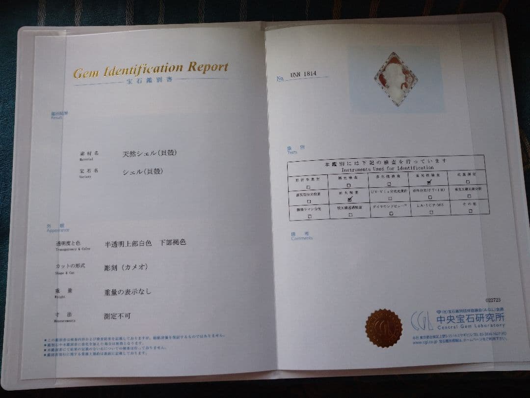 【鑑定書 説明書付き】作家 シェルカメオ K18WG ペルーソ.サルバトーレ