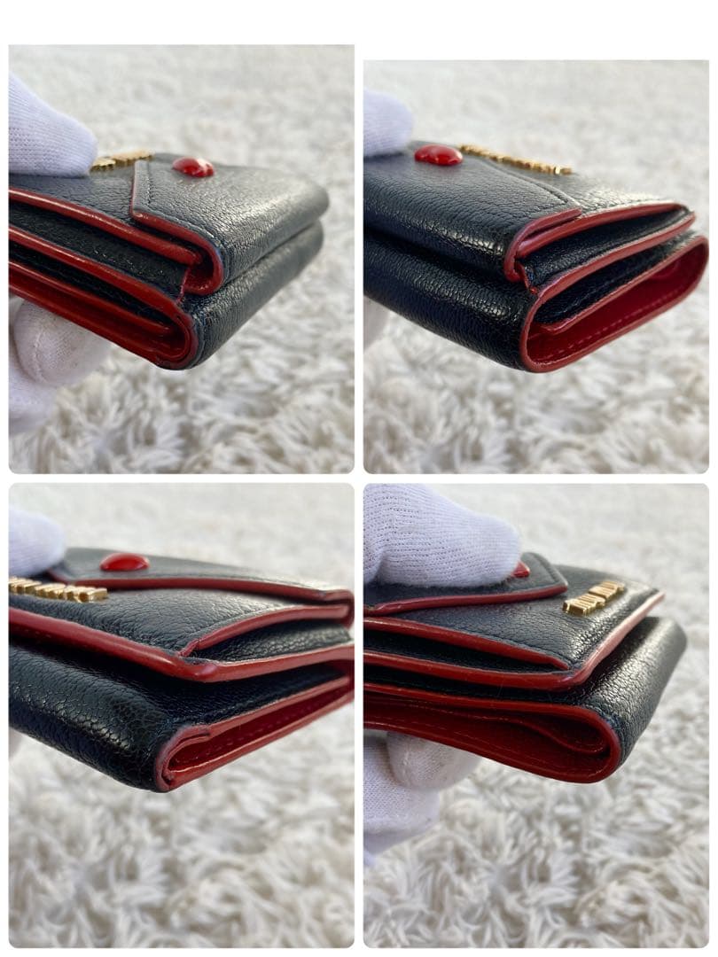 専用✨ ミュウミュウ マドラス　ラブレター ハート　3つ折り財布　ブラック