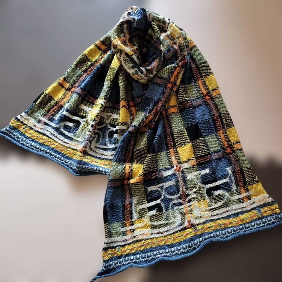 kapital キャピタル 縮絨ウールマフラー ストール チェック 大判