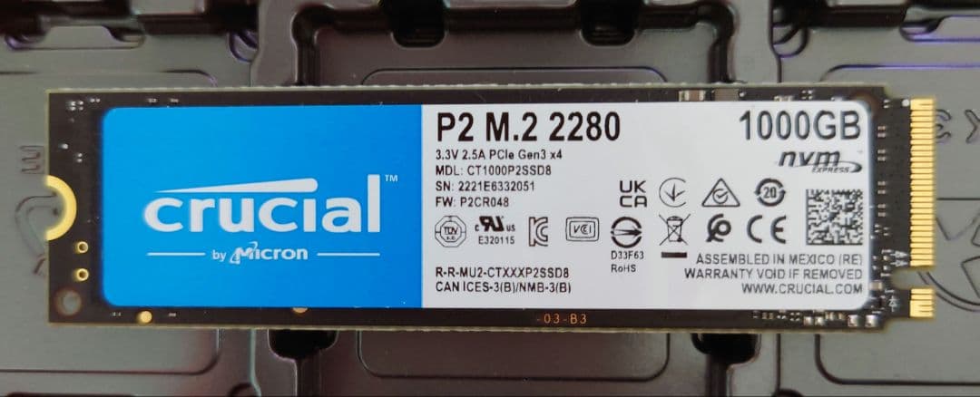 正常100% Crucial P2 M.2 2280 1000GB SSD