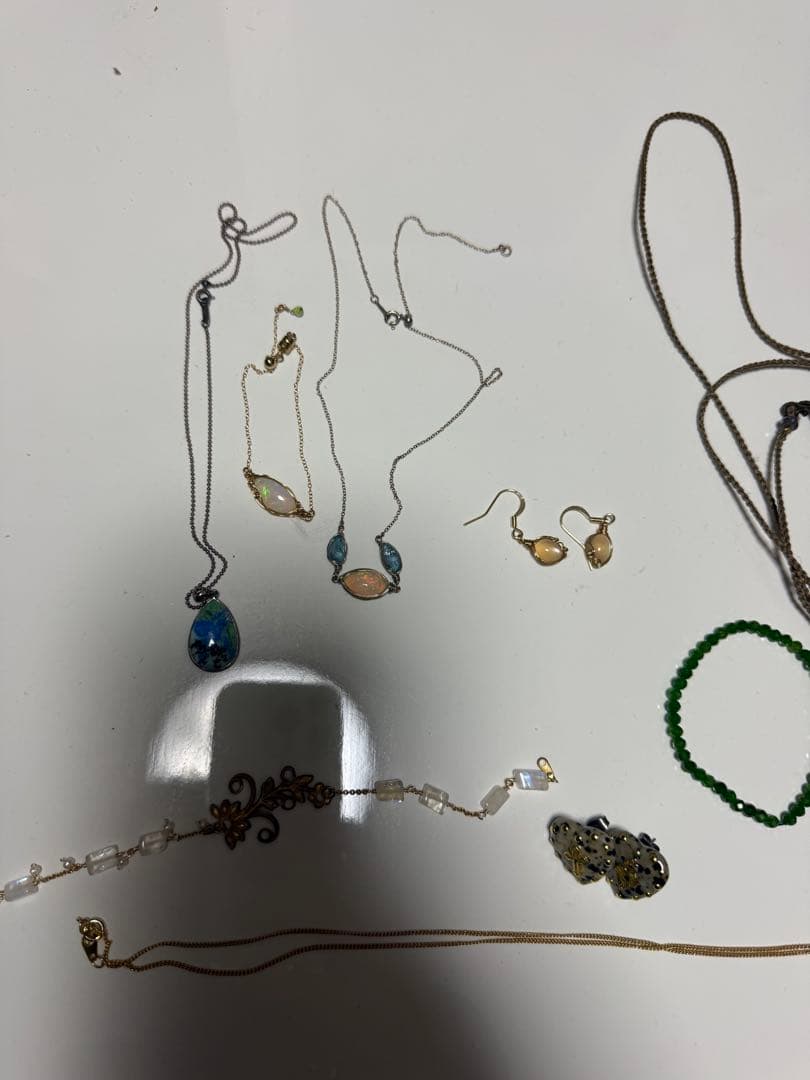 天然石　ネックレス　ピアス　セット　フカネ巻き　fukane 糸魚川翡翠