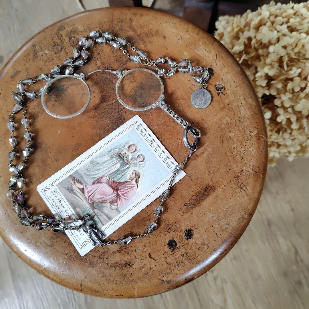 ルーペ付き　アンティークロザリオネックレス　匿名配送