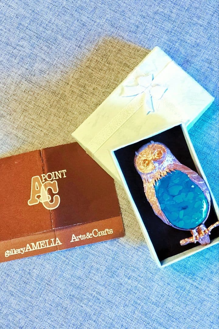 お値下げ！【希少】福島菊次郎　彫金ブローチ　シルバー&トルコ石