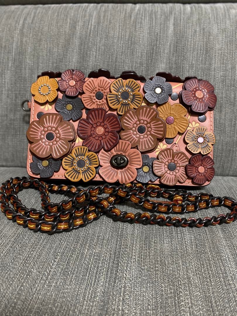 極美品✨COACH ヴィンテージ ティーローズ　ショルダーバッグ ピンク　レッド