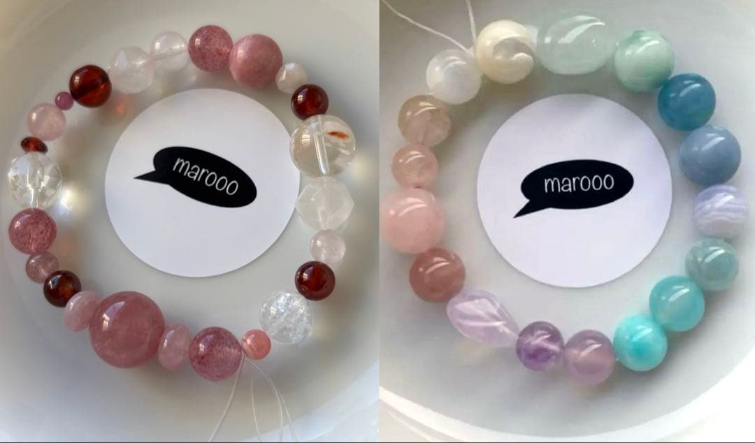 天然石ブレスレットタロガーネットディープローズクォーツアンバー水晶