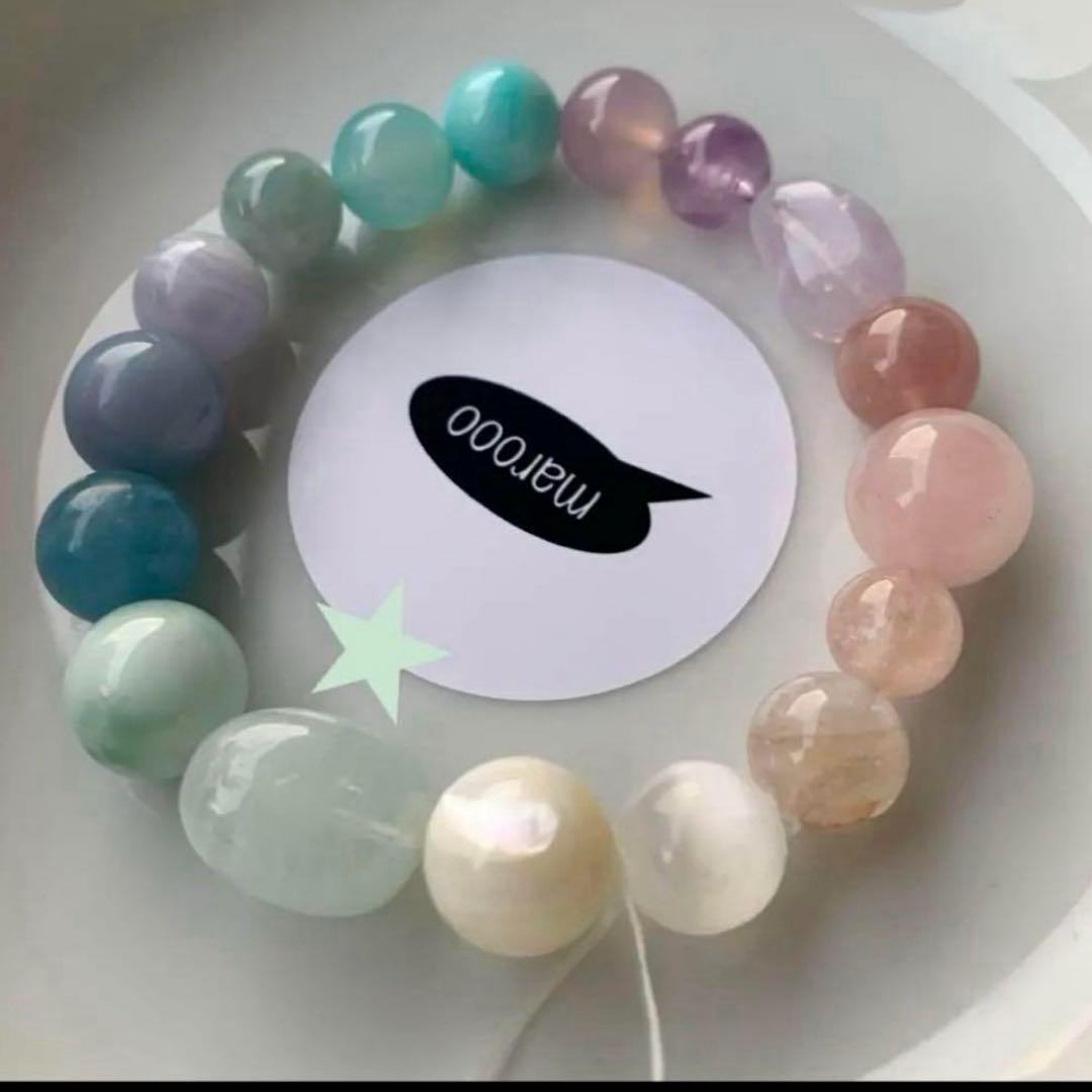 天然石ブレスレットタロガーネットディープローズクォーツアンバー水晶