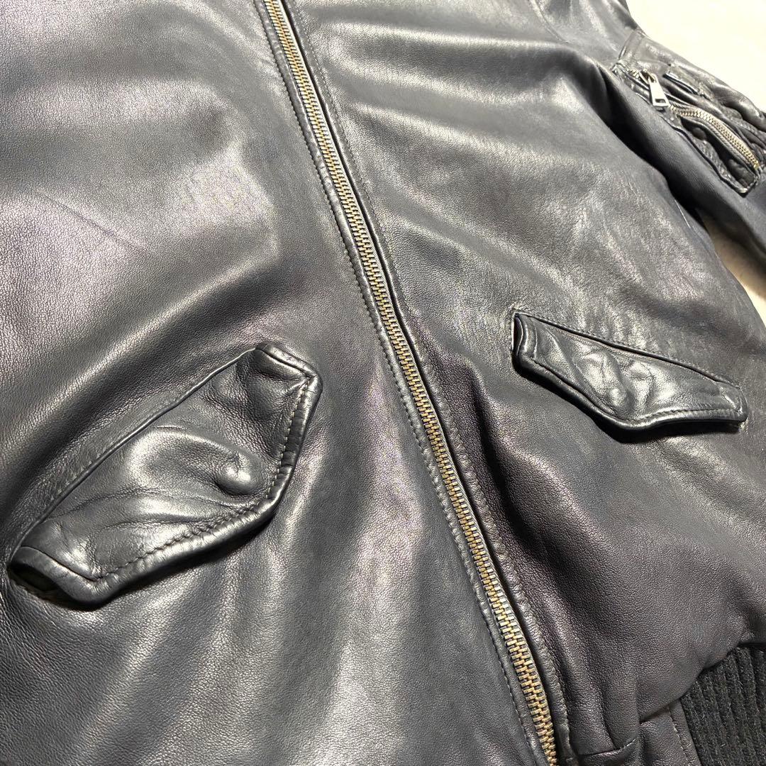 【美品】GIORGIO BRATO☆レザージャケット☆ライダース☆羊革☆墨黒☆