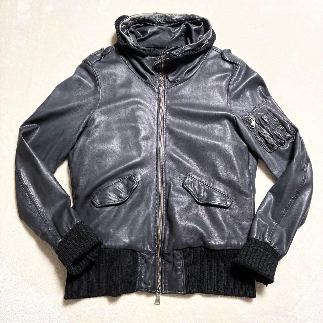 【美品】GIORGIO BRATO☆レザージャケット☆ライダース☆羊革☆墨黒☆
