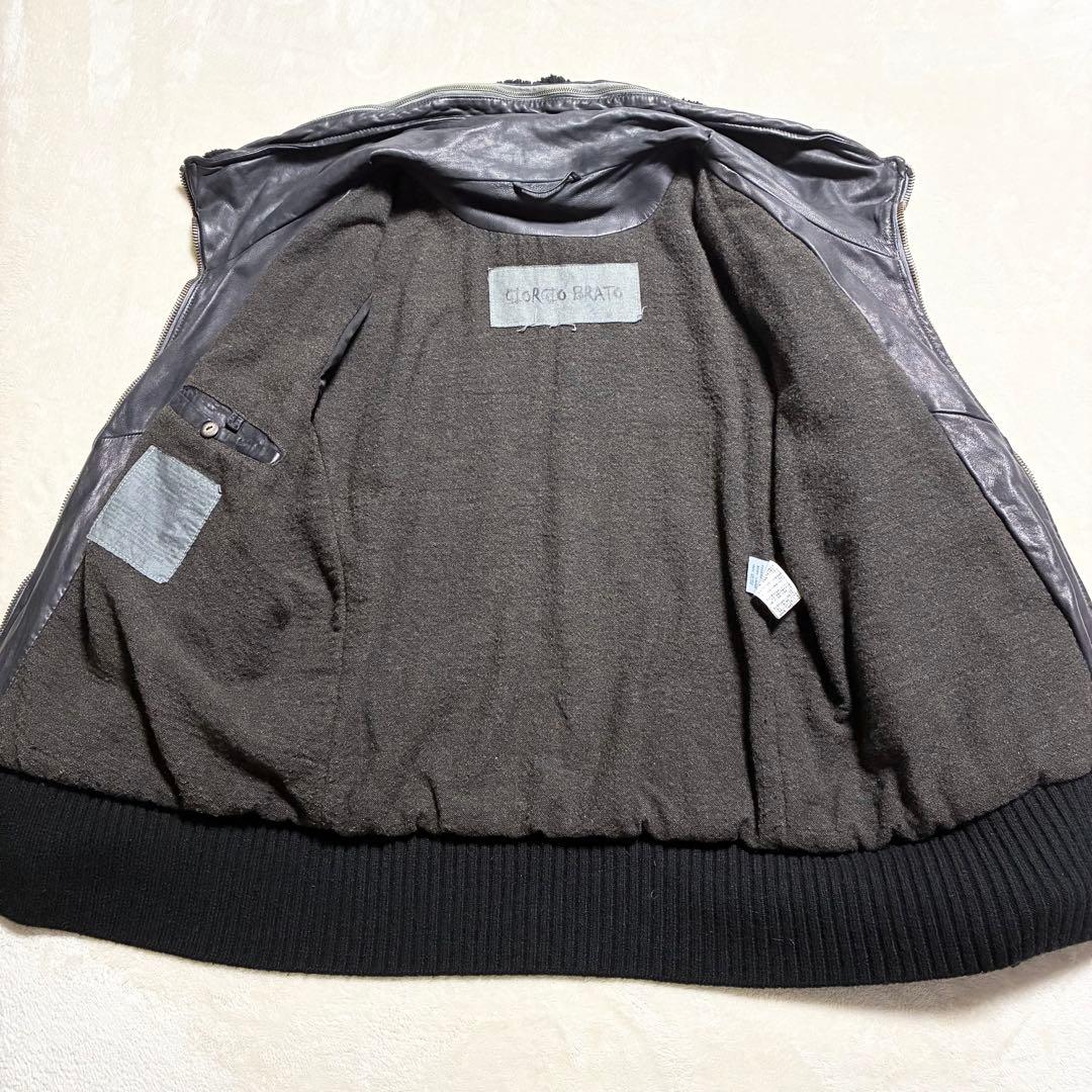 【美品】GIORGIO BRATO☆レザージャケット☆ライダース☆羊革☆墨黒☆