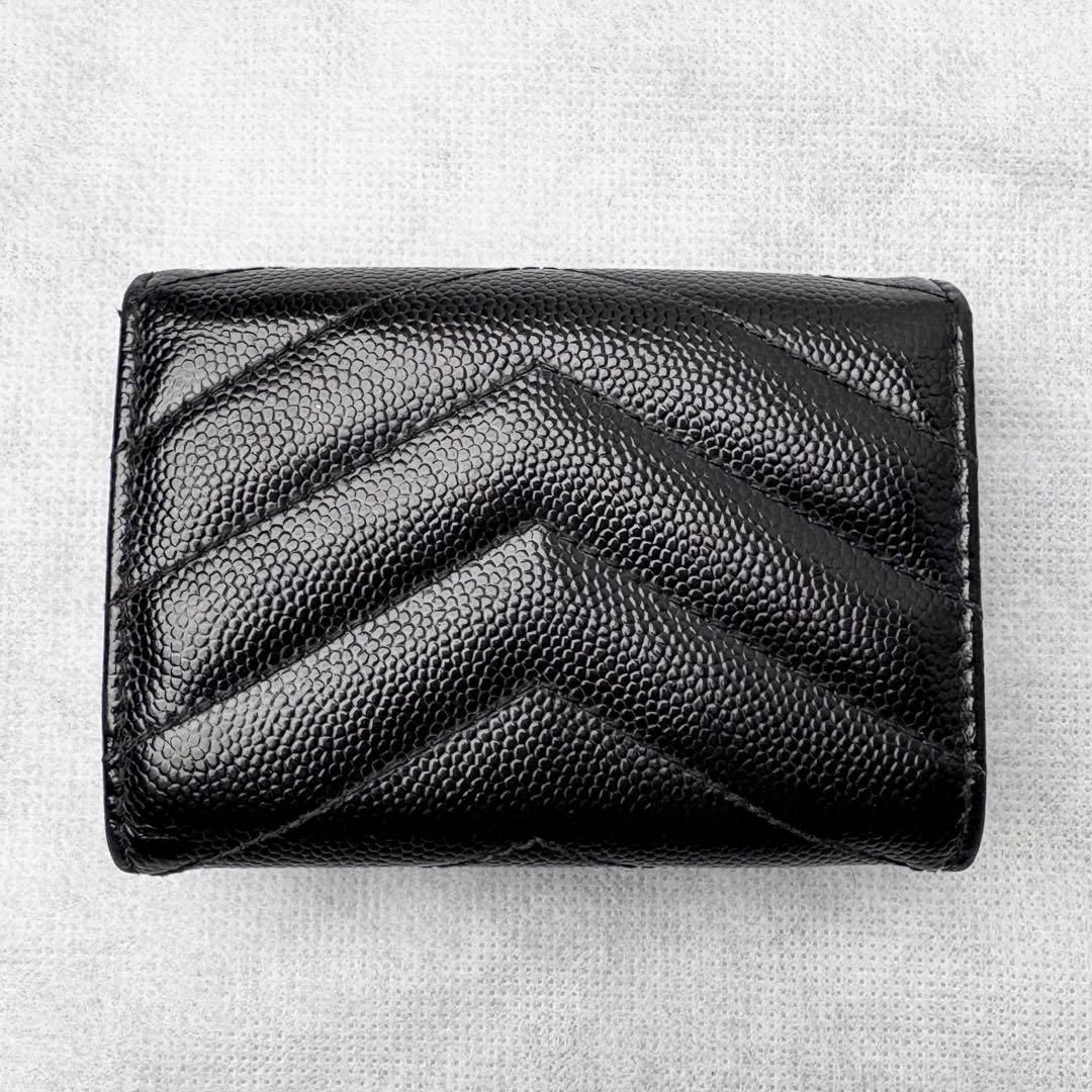 サンローラン 三つ折り財布 Vステッチ カサンドラ レザー オリガミ YSLロゴ