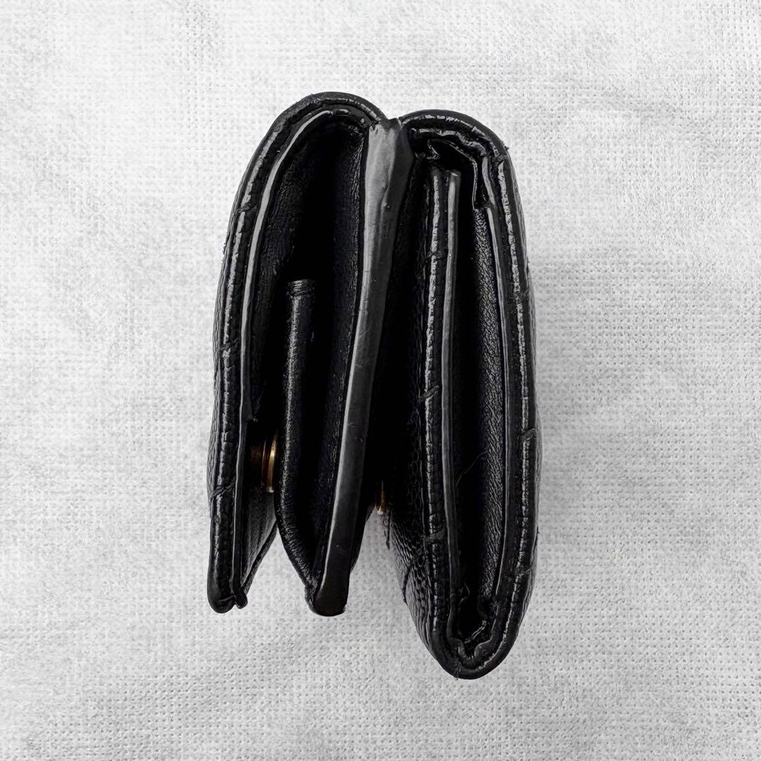 サンローラン 三つ折り財布 Vステッチ カサンドラ レザー オリガミ YSLロゴ