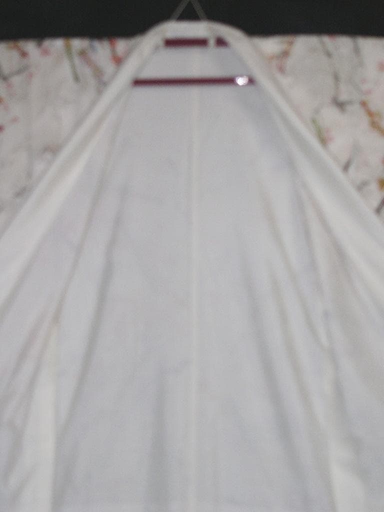 か*ん様 白地扇面元禄梅華柄 絹 身丈約163㎝強裄約67㎝弱未使用超美品並激安