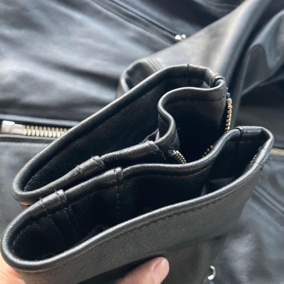 希少・極美品　ショット　羊革　パデッドトラッカージャケット シングルライダース