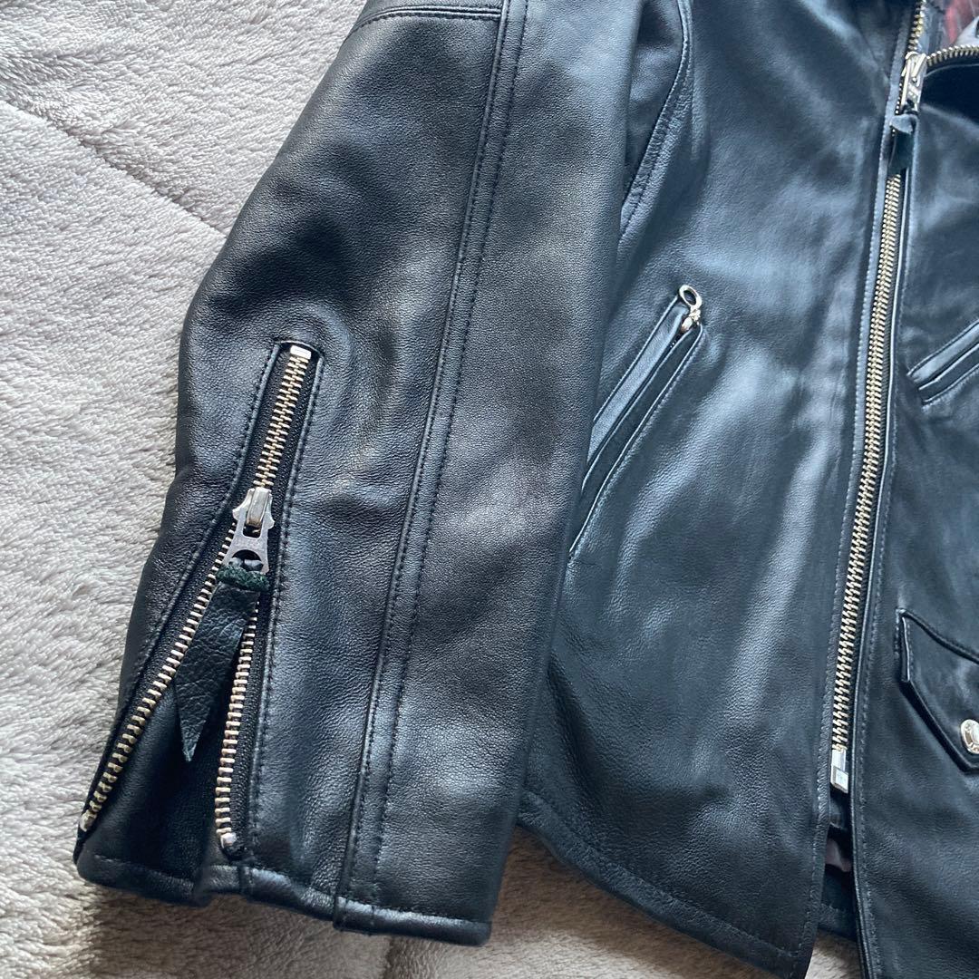 希少・極美品　ショット　羊革　パデッドトラッカージャケット シングルライダース