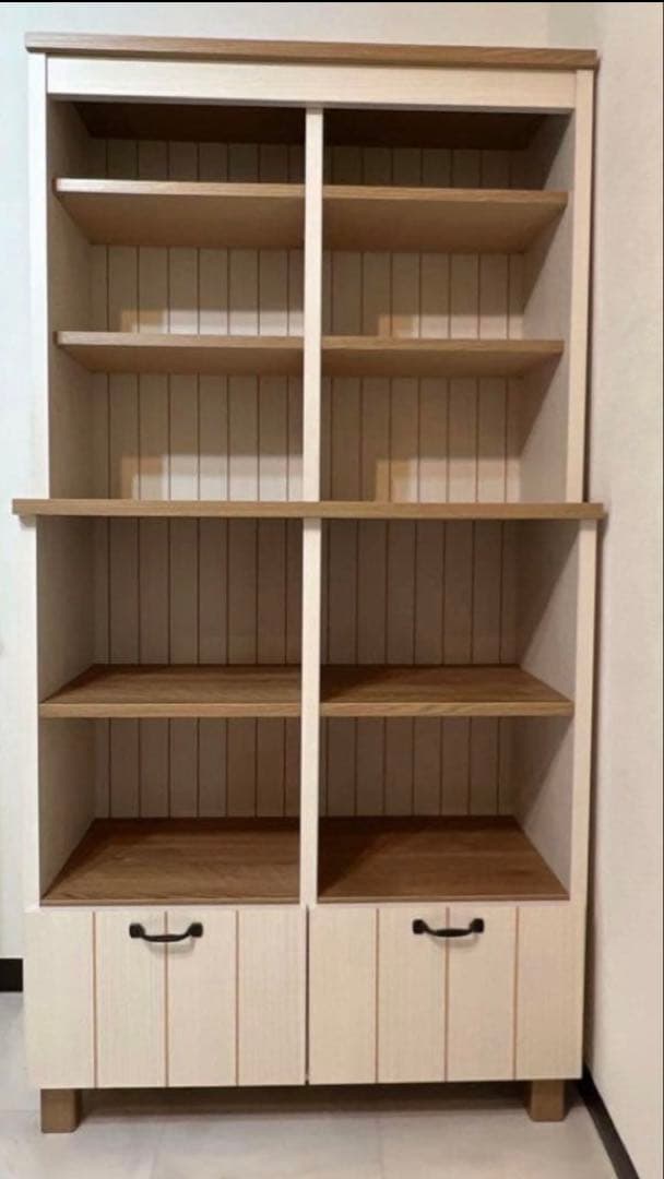 木製　キャビネット 本棚　ホワイト　ナチュラル