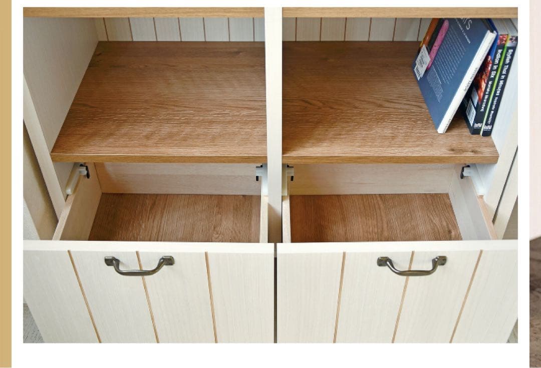 木製　キャビネット 本棚　ホワイト　ナチュラル