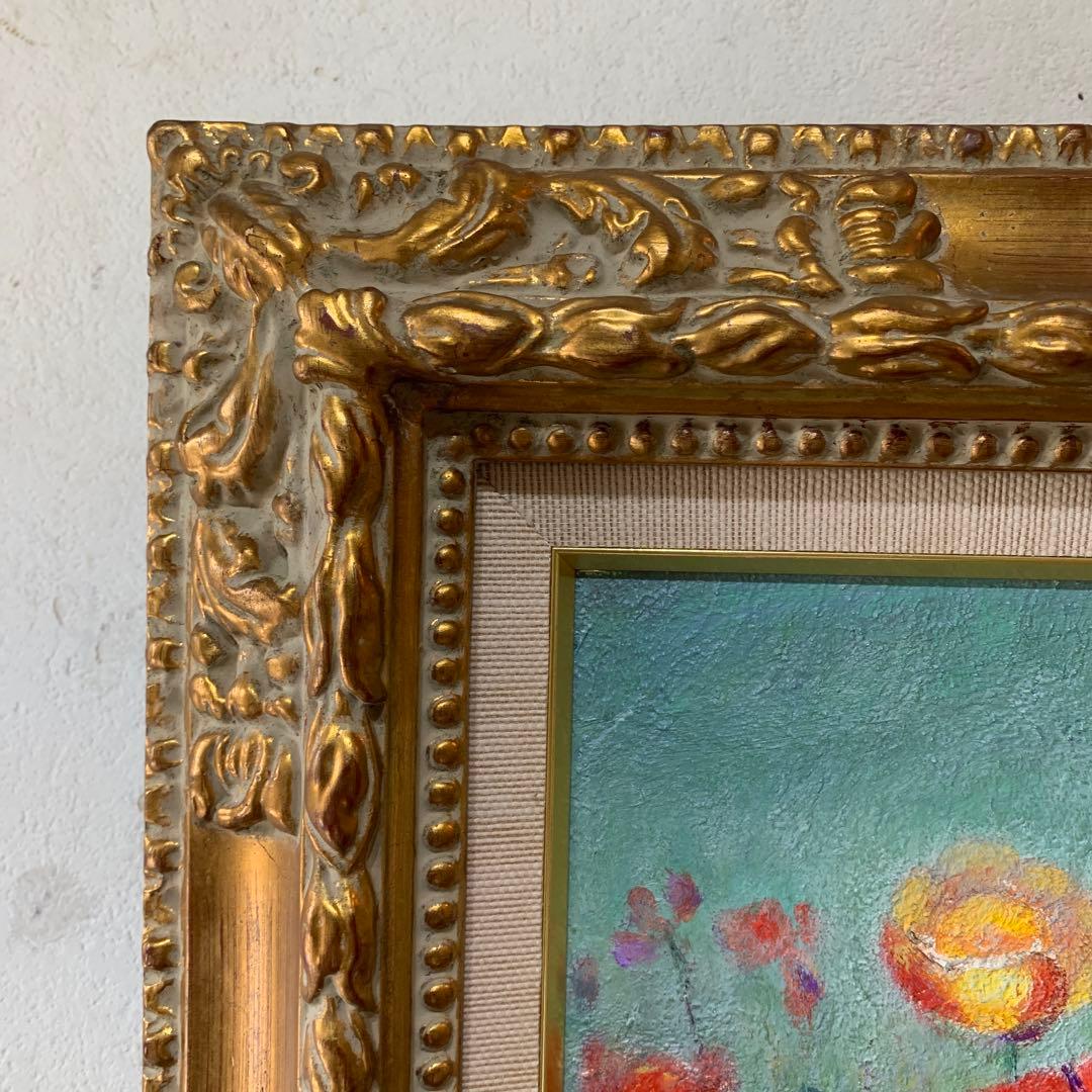 絵画　油彩肉筆画　真作　木村文俊『花げし』1985年作　F4