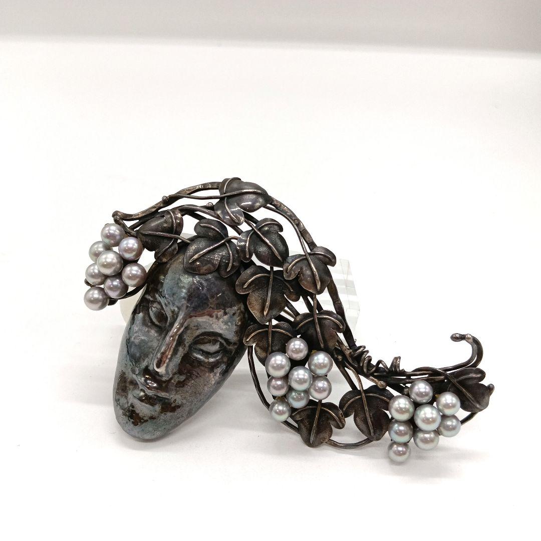 紘 シルバー パール ブローチ 三003