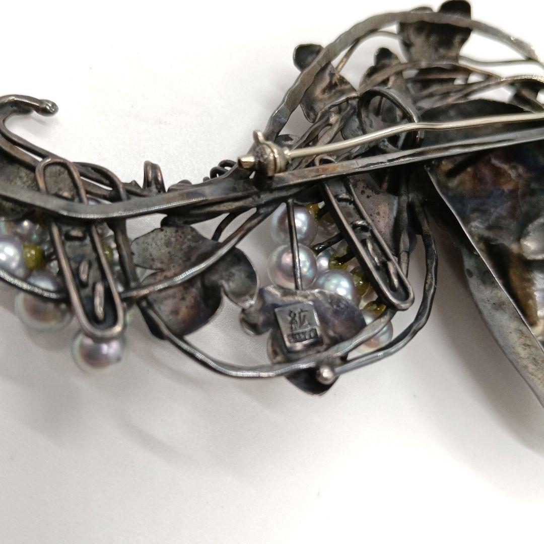 紘 シルバー パール ブローチ 三003