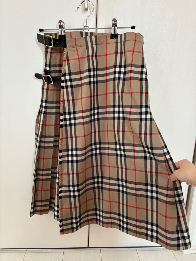 BURBERRY バーバリー 巻きスカート プリーツ膝下