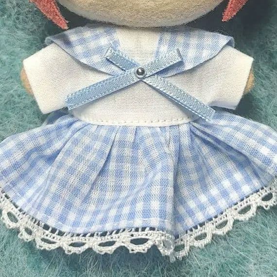 10cm ぬい服  水色チェックマリンセーラー服