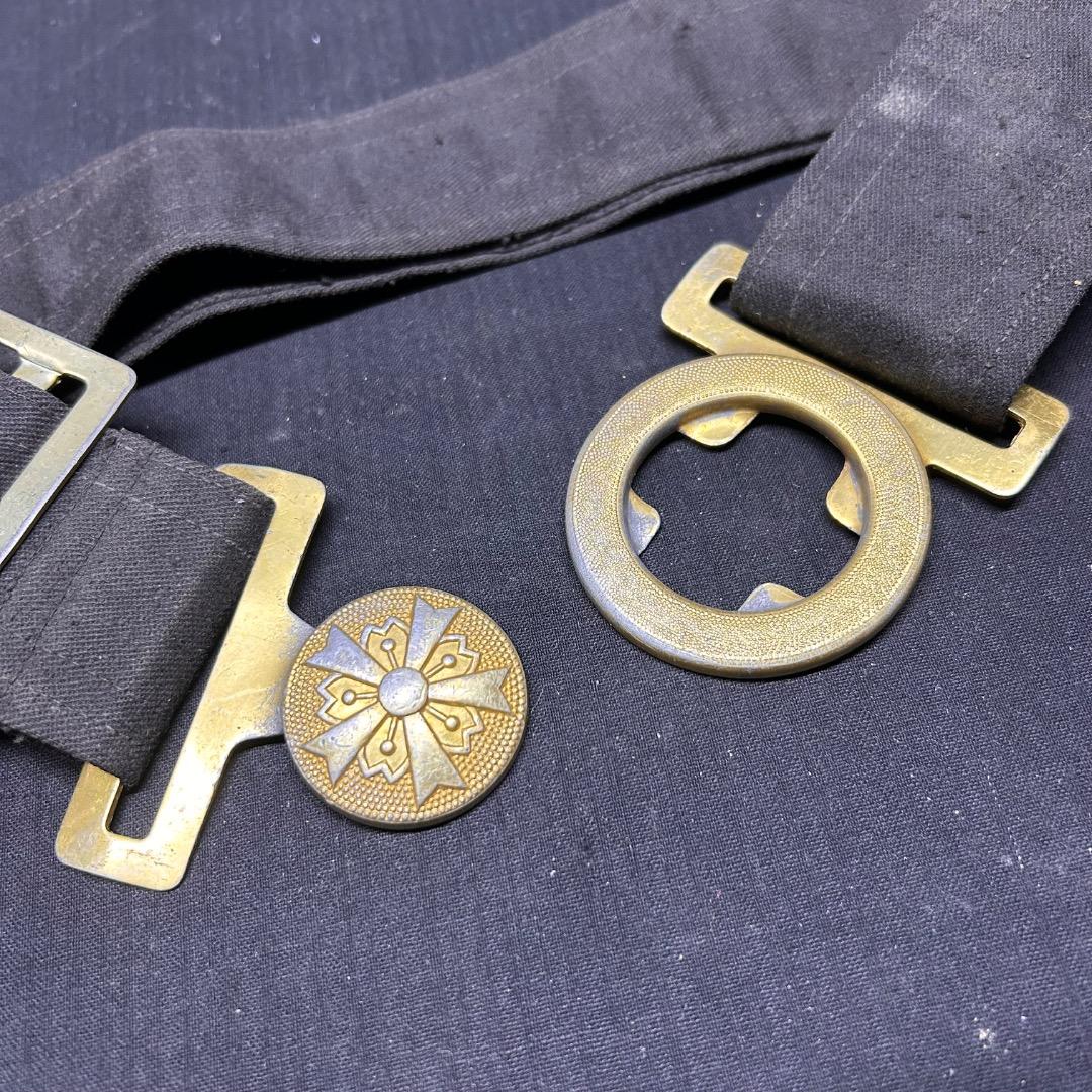 ▽Cc左1077 当時物 戦前 消防組 消防団 布製 ベルト 桜マーク