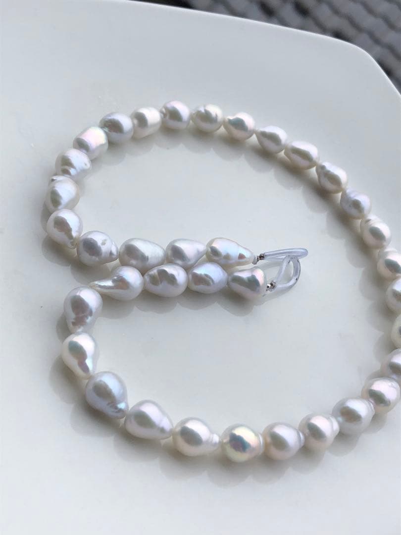 虹色　淡水バロックパールネックレス1連　FG25