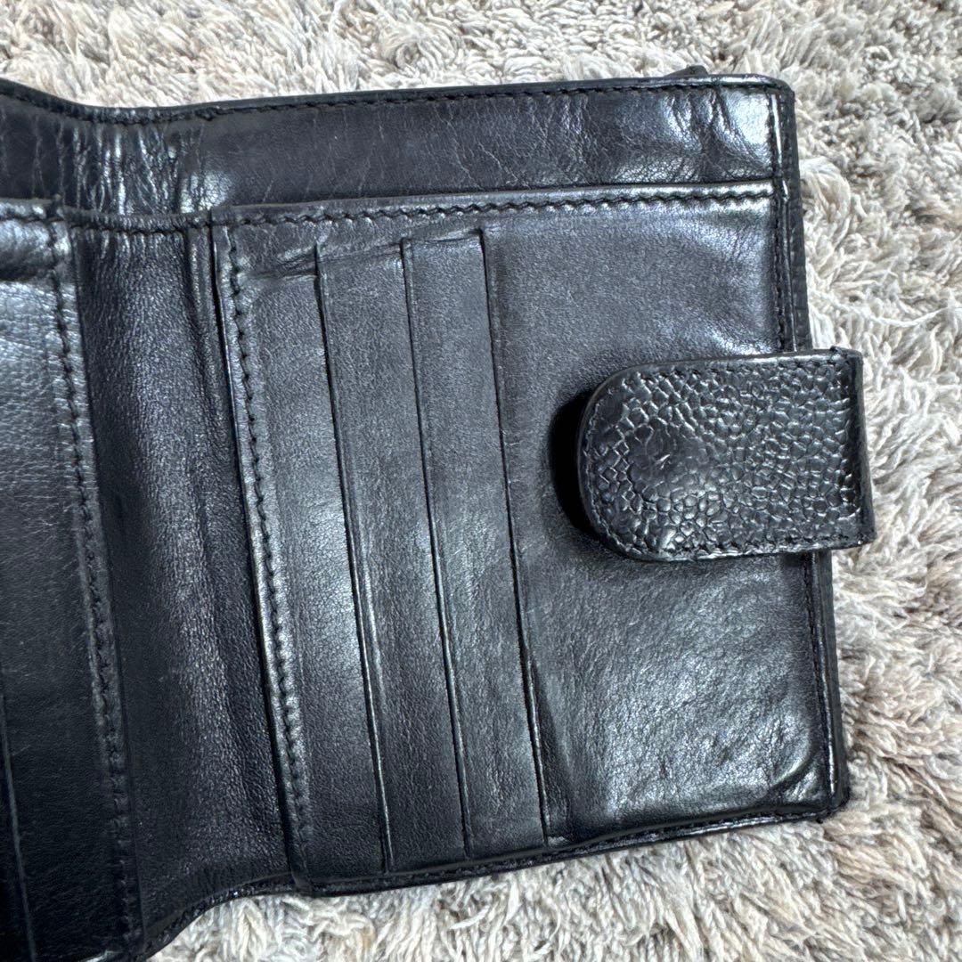 CHANEL シャネル 折り財布 Wホック ココマーク キャビアスキン