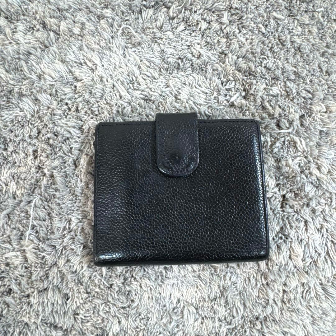 CHANEL シャネル 折り財布 Wホック ココマーク キャビアスキン