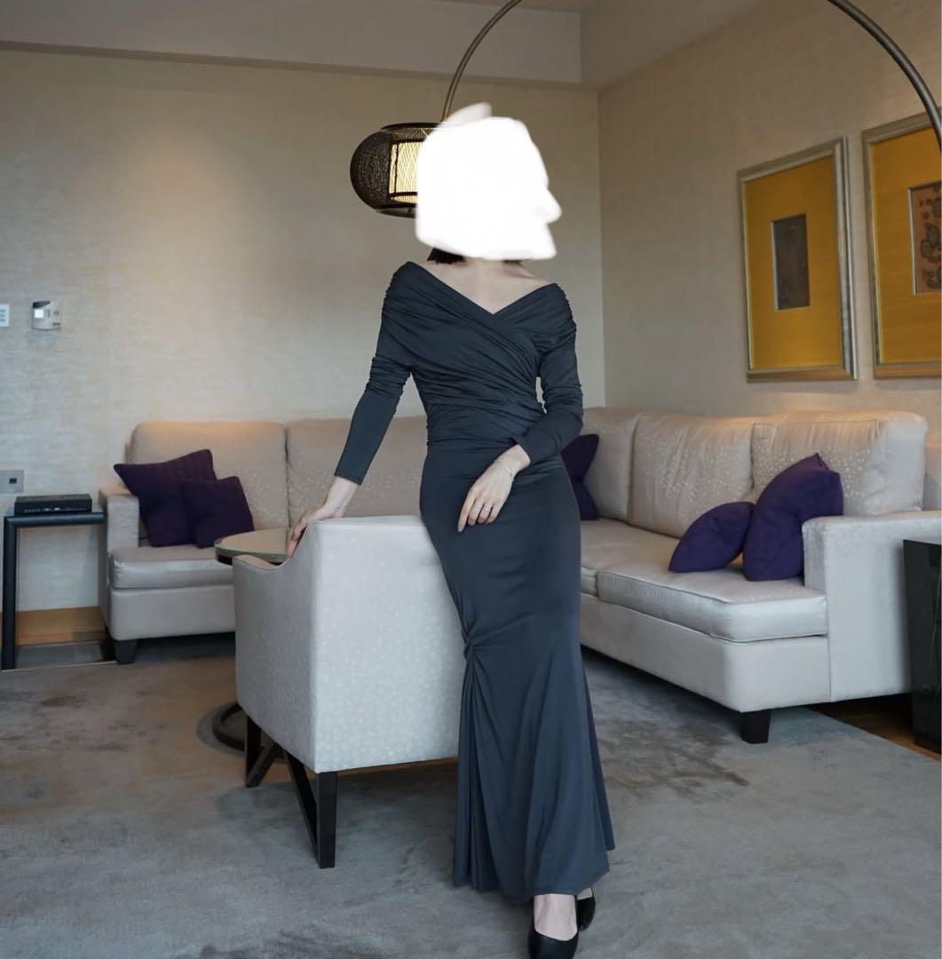 【n】ロングドレス　グレー