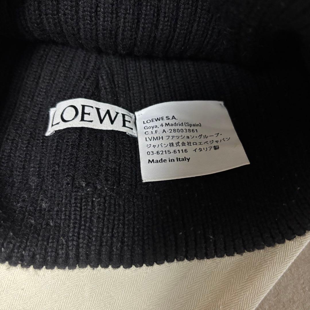 【美品】LOEWE ロエベ ビーニー ニット帽 黒 イタリア製 保存袋有