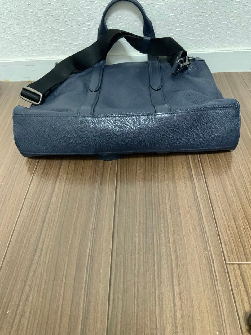 コーチ　ネイビー レザー ビジネスバッグ