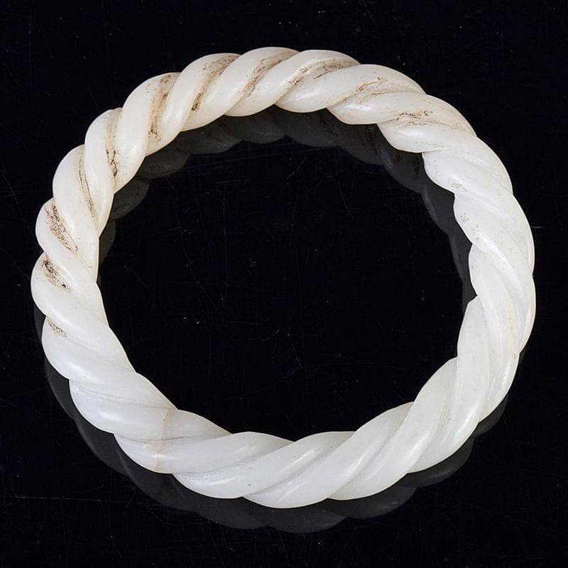 中国　玉石白玉彫刻　玉器　環　装飾品　C　8796E