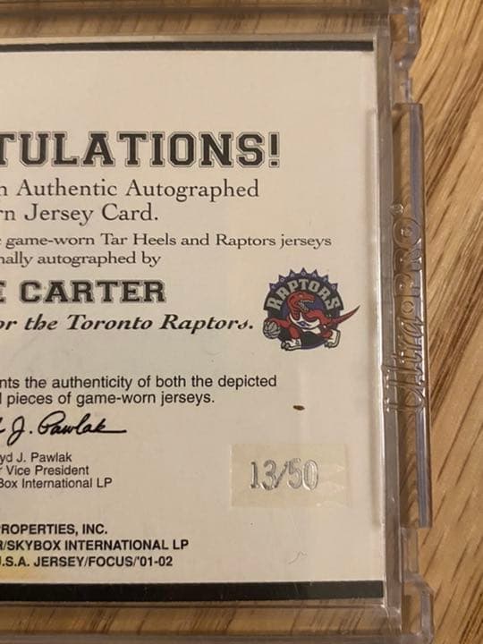 NBA ビンス・カーター　直筆サイン入り実使用ジャージーカード　世界50枚限定