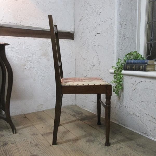 訳あり イギリス アンティークチェア 椅子 鋲打ち イス 店舗什器 4106d