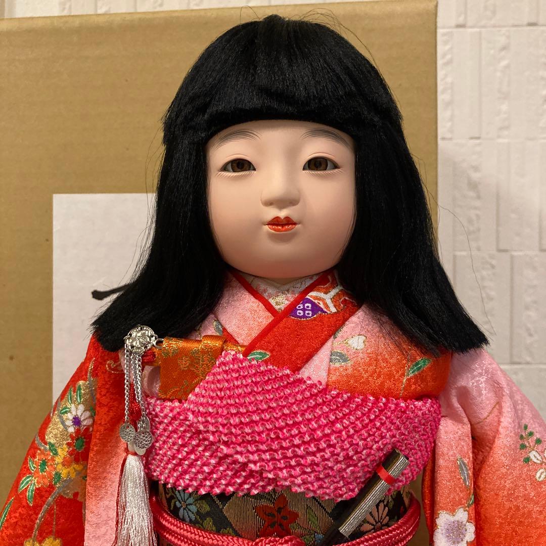 かわいい市松人形/公司作/作家物/日本製/高さ40cm/美品/紙製元箱/栞