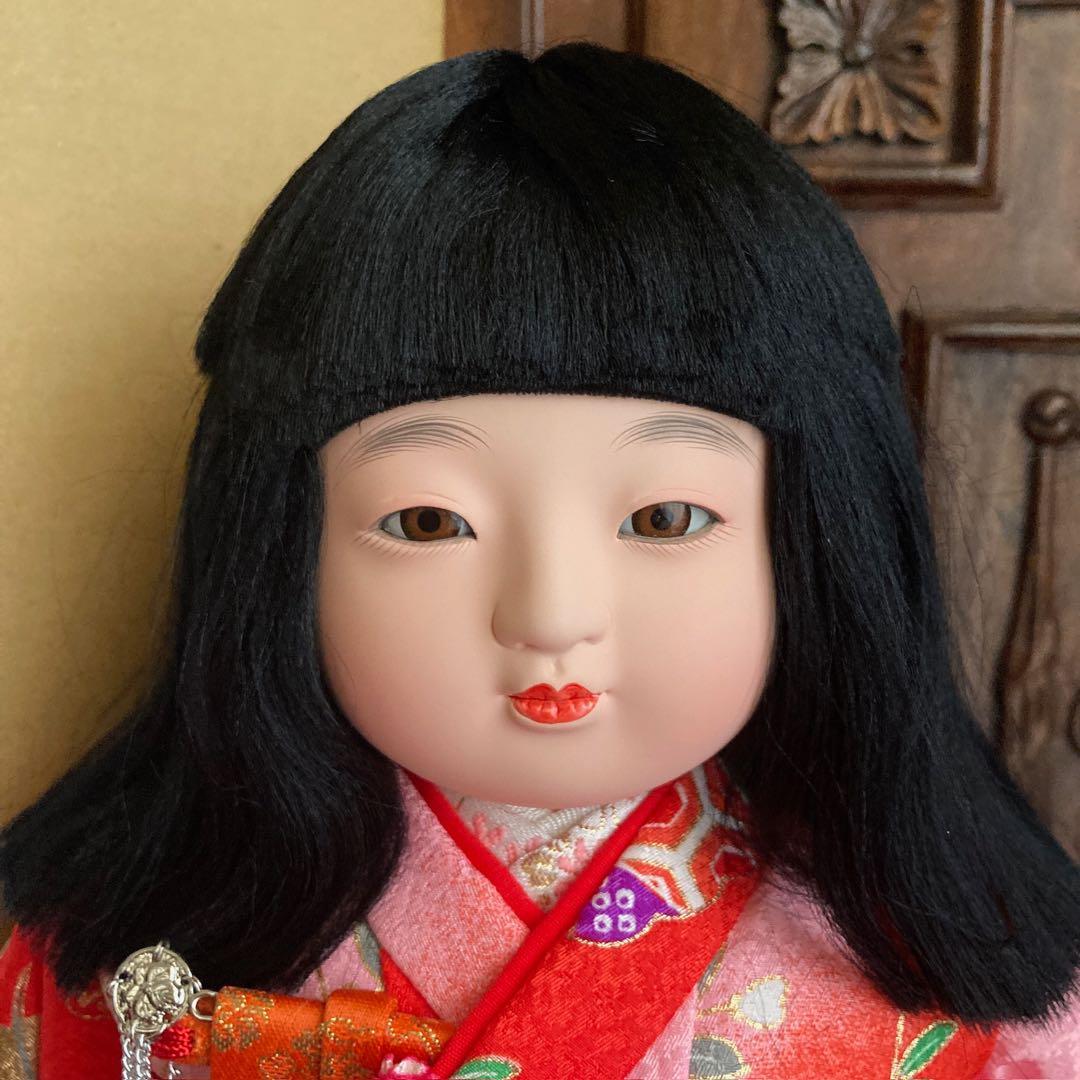 かわいい市松人形/公司作/作家物/日本製/高さ40cm/美品/紙製元箱/栞