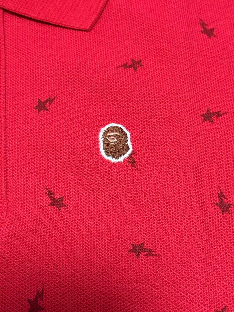 アベイシングエイプ ベイプスター ポロシャツ 赤 XXS 新品タグ付⭐︎BAPE