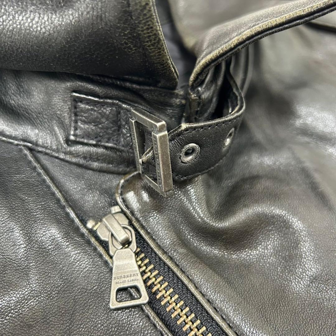 【美品/M】バーバリーブラックレーベル ライダース レザージャケット ラムレザー