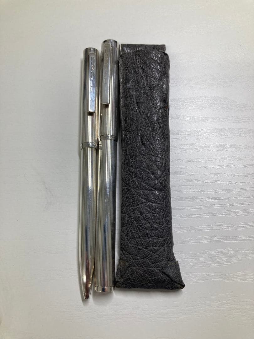 ダンヒル シルバー 万年筆 ボールペン セット ケース付き