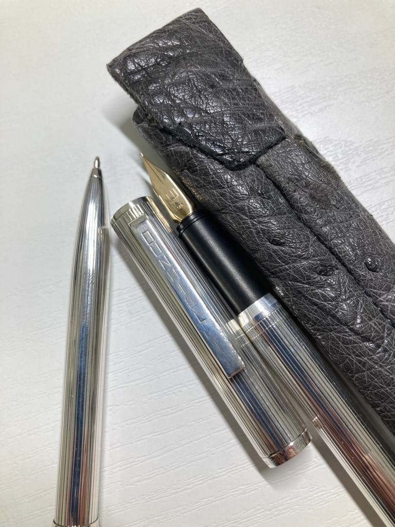 ダンヒル シルバー 万年筆 ボールペン セット ケース付き