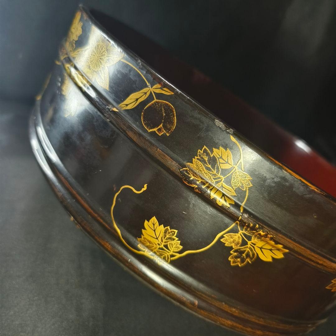 茶道具 桃山期蒔絵洗桶 煎茶茶櫃 木製漆器 骨董 時代物 桐箱入り 蒐集家蔵出し