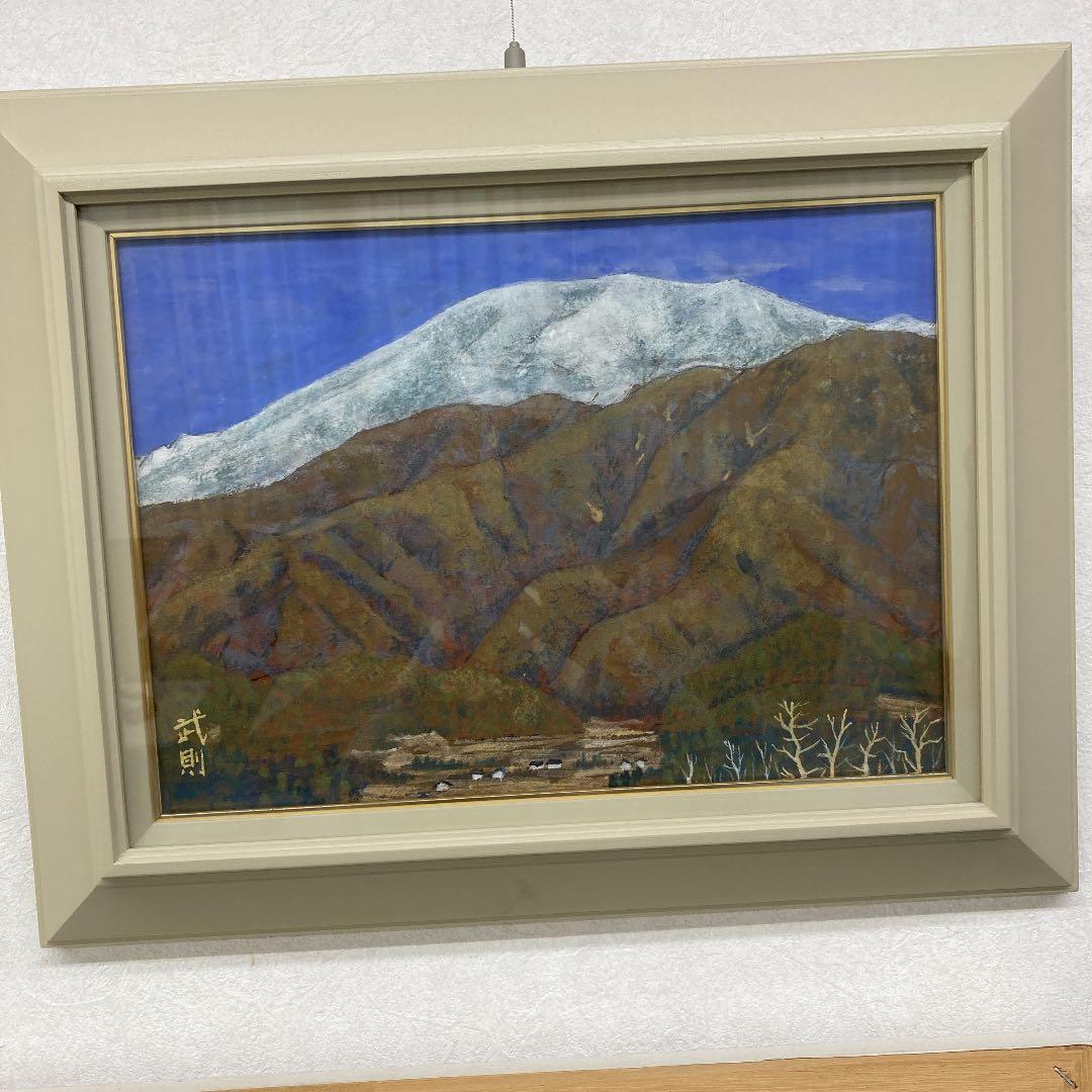 日本画　恵那山　冬