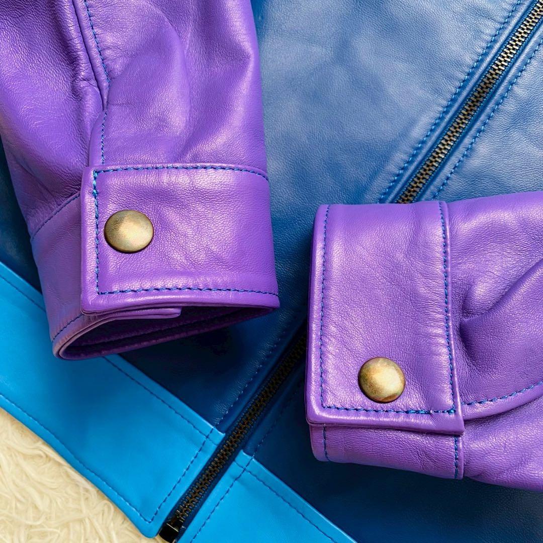 ユークス●未使用級/希少カラー●高級イタリア製ラムレザー バイカージャケット L