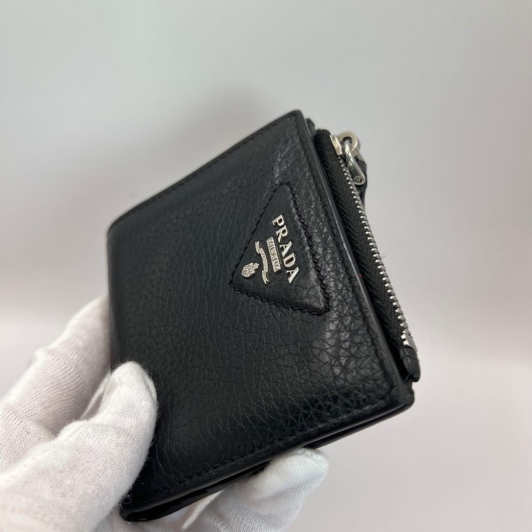 PRADA 二つ折り財布　ブラック　ヴィッテロダイノ　2ML049　レザー　財布