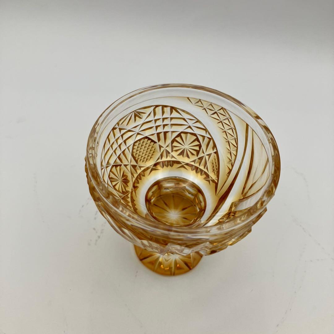 【だいしん様】薩摩切子 ロックグラス 馬上杯「太陽とともに」ゴールド 頌峰(しょ