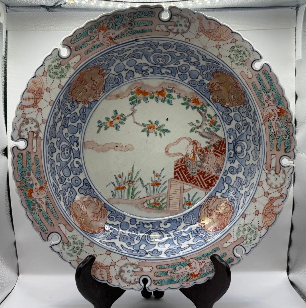 江戸　伊万里　錦絵　花口大鉢　アンティーク　送料込み260120