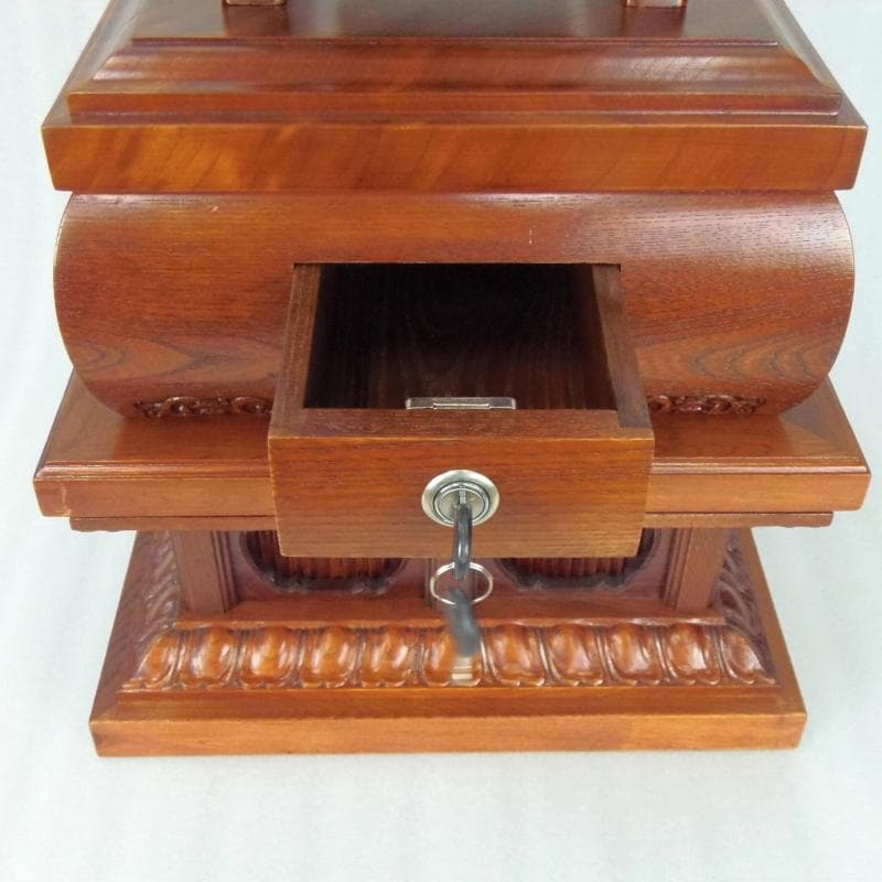 Ｂフライデー大特価中　総ケヤキ★般若心経彫り 摩尼車(まにぐるま)浄財箱付★